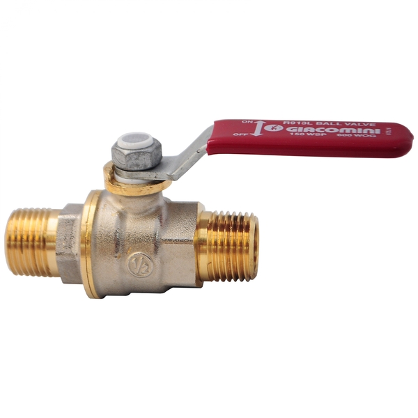 Кран шаровой латунь никель полнопроходной R913L Ду32 Ру35 НР рычаг Giacomini R913LX026